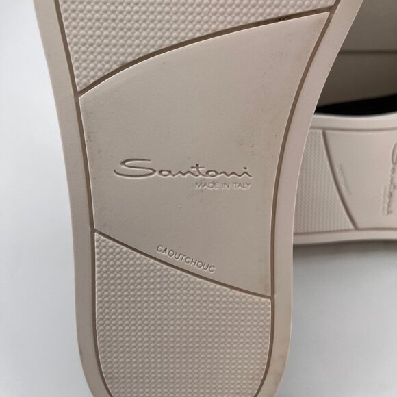 Santoni Atlantis Leather Oxford Dress Black Size 10.5 Almond Toe Lace Up Italy - Picture 14 of 15